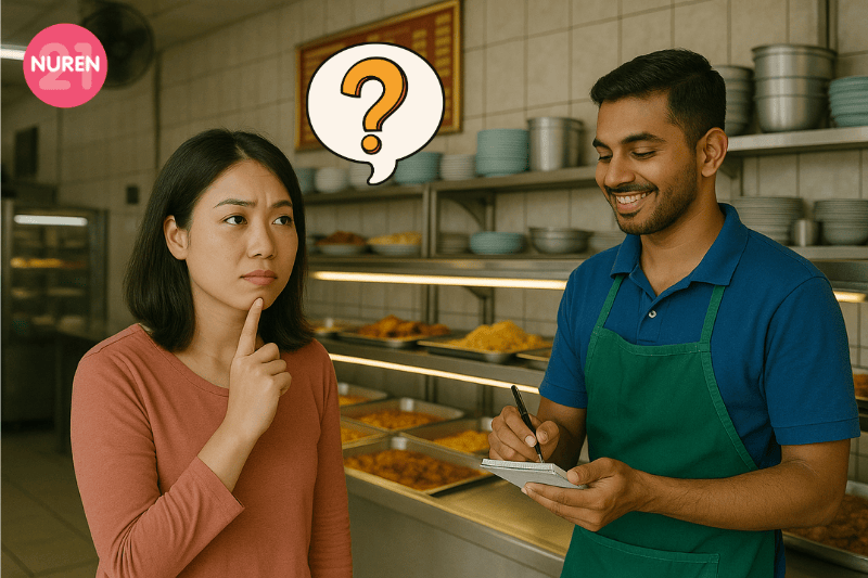 lady ordering food at the mamak store 