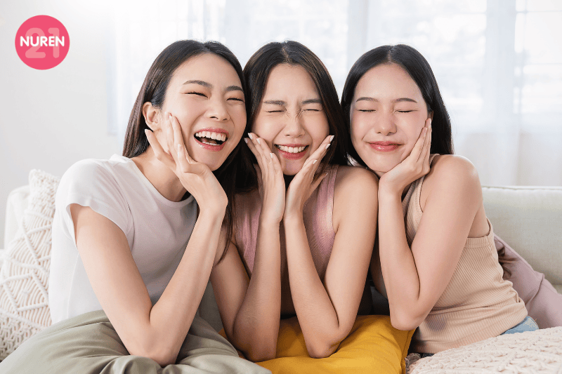 three girl friends together and enjoying quality time pillow talk girls day out girl gang 